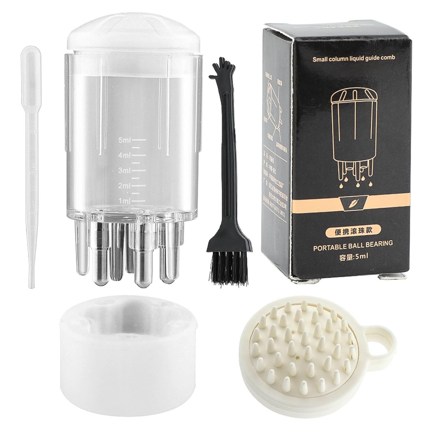 4pcs Scalp Applicator Comb Set with Scalp Applicator Comb, Hair Comb and Hair Oil Applicator Bottle Brush for Scalp Massager and Hair Growth Care(white)