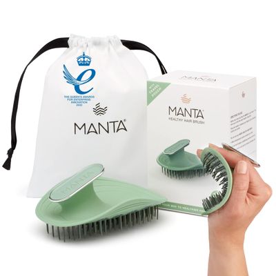 Manta Original Anti-Breakage Hairbrush - Gentle Detangling Brush for Wet Dry Hair, Flexible Hairbrush for All Types, Healthy Hair Care for Women Men, Serene Green