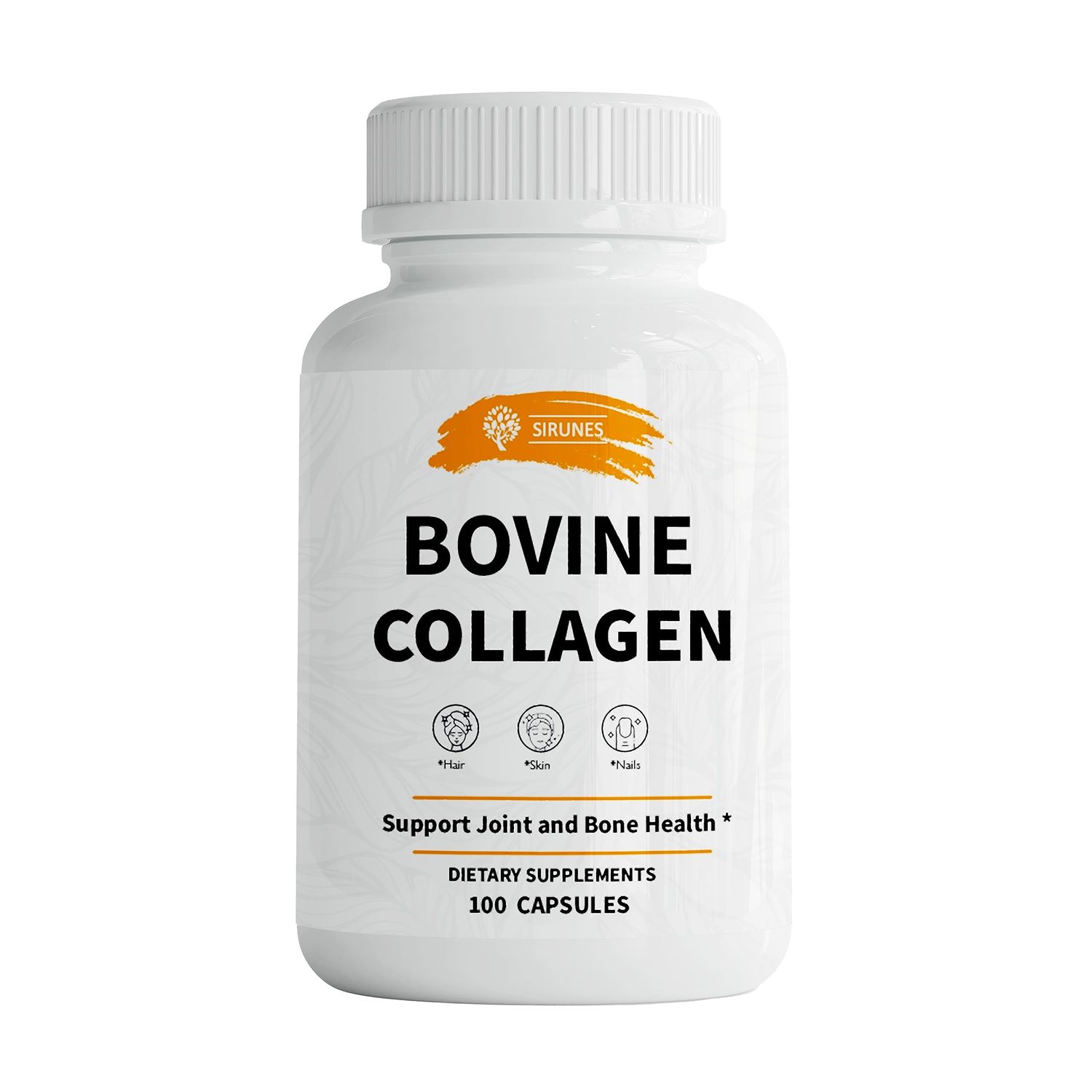 SIRUNES Bovine Collagen Supplements for Men and Women I Hydrolyzed Grass Fed Bovine Collagen Peptides Dietary Supplement for Joint, Nerve Bone Support - Non-GMO, Anti-Aging - 100 Capsules