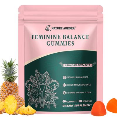 Premium Feminine Balance Gummies - Women&#39;s pH Balance Vaginal Probiotics Support with Immune Support - Vegan, Gluten-Free - Hawaiian Pineapple Flavor - 60 Count
