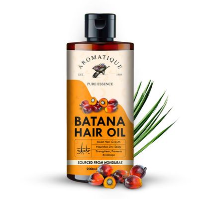 Aromatique Pure Batana Hair Oil Cold-Pressed Nutrient-Rich Infused with Castor, Argan, Jojoba, Almond Vitamin E Deep Nourishment for Hair Skin Sourced from Honduras (200 ML) natural