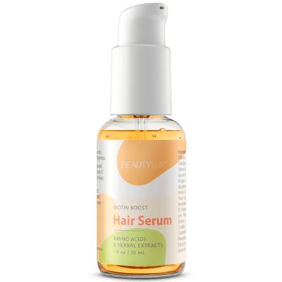 BeautyLux Biotin Hair Boost Serum Amino acids with vitamin E herbal extracts to help support hair&#39;s natural shine thickness while helping target fine, dry, dull hair, 1 oz.