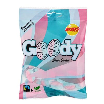 Bubs Swedish Candy Goody Sour Ovals Raspberry Caramel Vegan, 2 Pack 90g, Gelatin Free Swedish Candy From Sweden