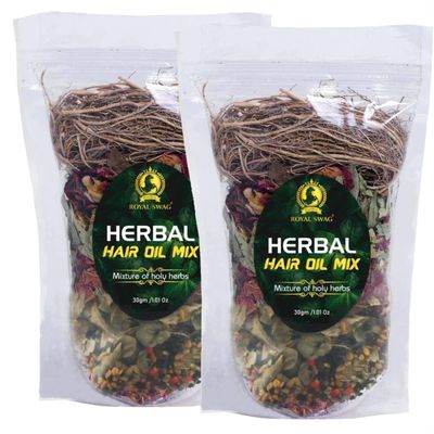 ROYAL SWAG Herbal Hair Oil Mix 30 g x 2 packs for Healthy Hair Packed with Goodeness of Ayurvedic Natural Dried Herbs For Oil Infusion Made In India Pack of 2(1 pack 1 Oz30 gm)