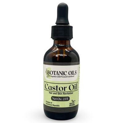 Botanic Oils Aceite de Recino -100 Pure Castor Oil, Cold-Pressed, Hexane-Free, Nourishing Oil for Hair Growth, Skin Moisturization, and Eyelash Care, 2 fl oz