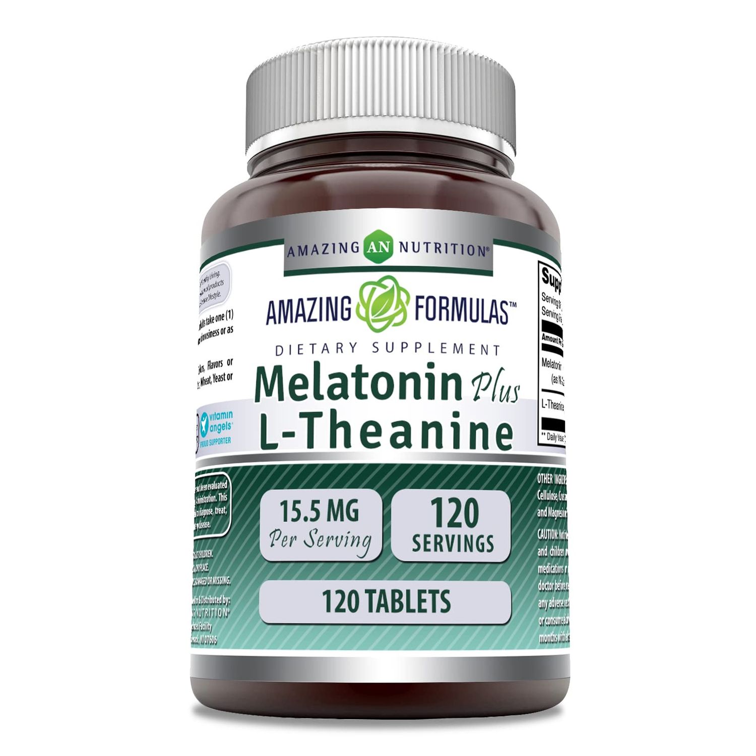Amazing Formulas Melatonin Plus L-Theanine Supplement 15.5 Mg per Serving 120 Tablets Non-GMO Gluten-Free Made in USA