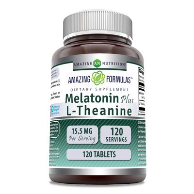 Amazing Formulas Melatonin Plus L-Theanine Supplement 15.5 Mg per Serving 120 Tablets Non-GMO Gluten-Free Made in USA