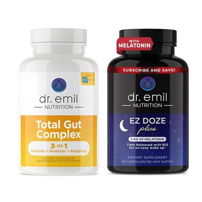 DR. EMIL NUTRITION Total Gut Complex and EZ Doze Plus Bundle - Gut Health Supplement Sleep Support Capsules with Melatonin