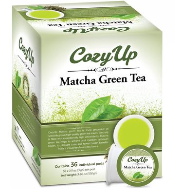 Cozy Up Matcha Green Tea Pods Compatible with Keurig K-Cup Brewers, 36-Count