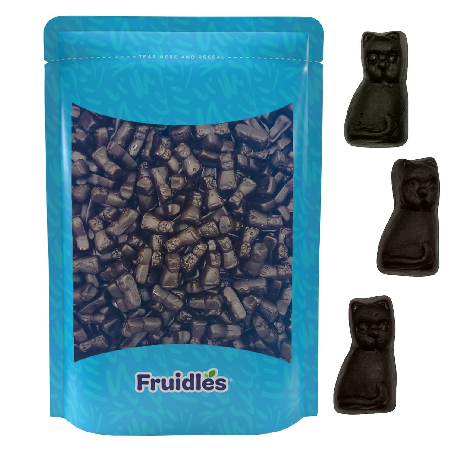 Fruidles Black Licorice Cats, Dutch Licorice Candy Gummies (8oz)