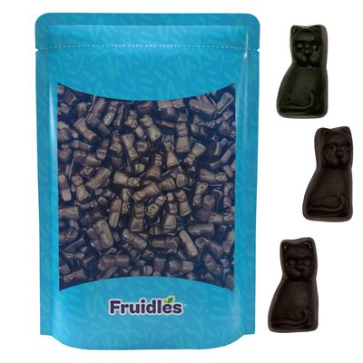 Fruidles Black Licorice Cats, Dutch Licorice Candy Gummies (8oz)