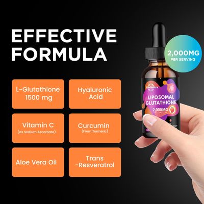 ReviNutra Liposomal Glutathione Supplement - 2000mg Glutathione Liquid Drops with Vitamin C, Curcumin Trans-Resveratrol - Powerful Antioxidant for Immune, Skin Health Liver Detox - Strawberry