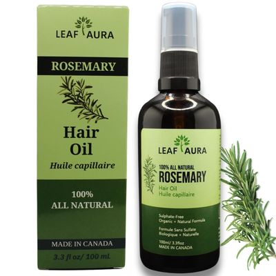leaf aura Rosemary Hair Oil- 100 Natural- Made in Canada- 100ml (100 ml)