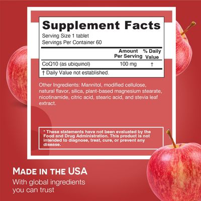 EZ Melts Dissolvable Ubiquinol 100mg, Active Form of CoQ10, Heart Health Supplements for Men Women, Sugar-Free, 2-Month Supply