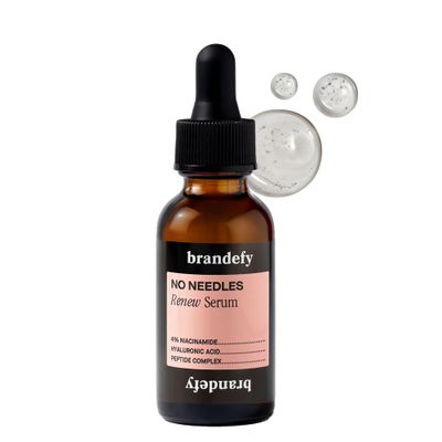 Brandefy No Needles - Niacinamide Serum, Peptides and Hyaluronic Acid. Hydrating Plumping Serum for Bright, Smooth, Firm Dewy Skin, 1oz, Made In The US