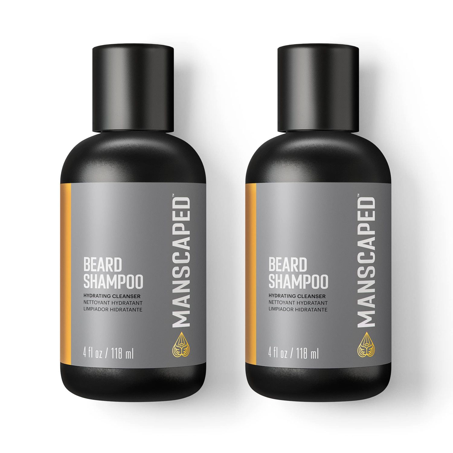 MANSCAPED UltraPremium Beard Shampoo, Hydrating Cleanser with Eucalyptus, Rosemary, Lavender Essential Oils, Moisturizing Beard Wash for Hair and Skin (4 oz), 2-Pack