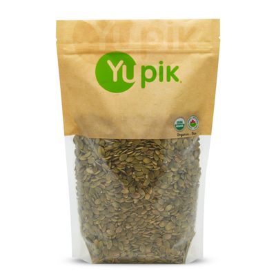 Yupik Organic Raw Pumpkin Seeds, No Shell, 2.2 lb (35.2 oz), Gluten-Free, Non-GMO, Kosher, Vegan, Shelled Pepitas, Salt-Free, Plant-Based Protein, Fiber Source, Healthy Snacks, For Baking Topping