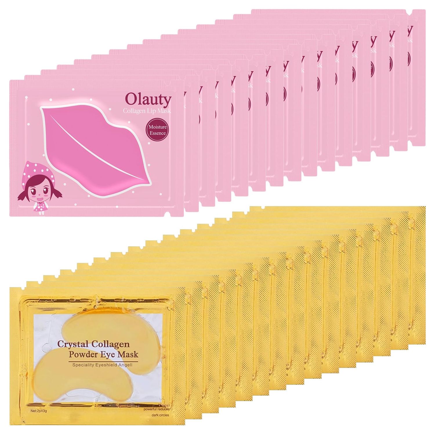 30 Pairs Lip Masks Eye Mask for Mothers Day Gifts, 24K Gold Gel Under Eye Patches for Puffy Eyes, Crystal Collagen Moisturizing Lip Masks, Nourishes LipEye Skin for Reducing Fine Lines Dark Circle