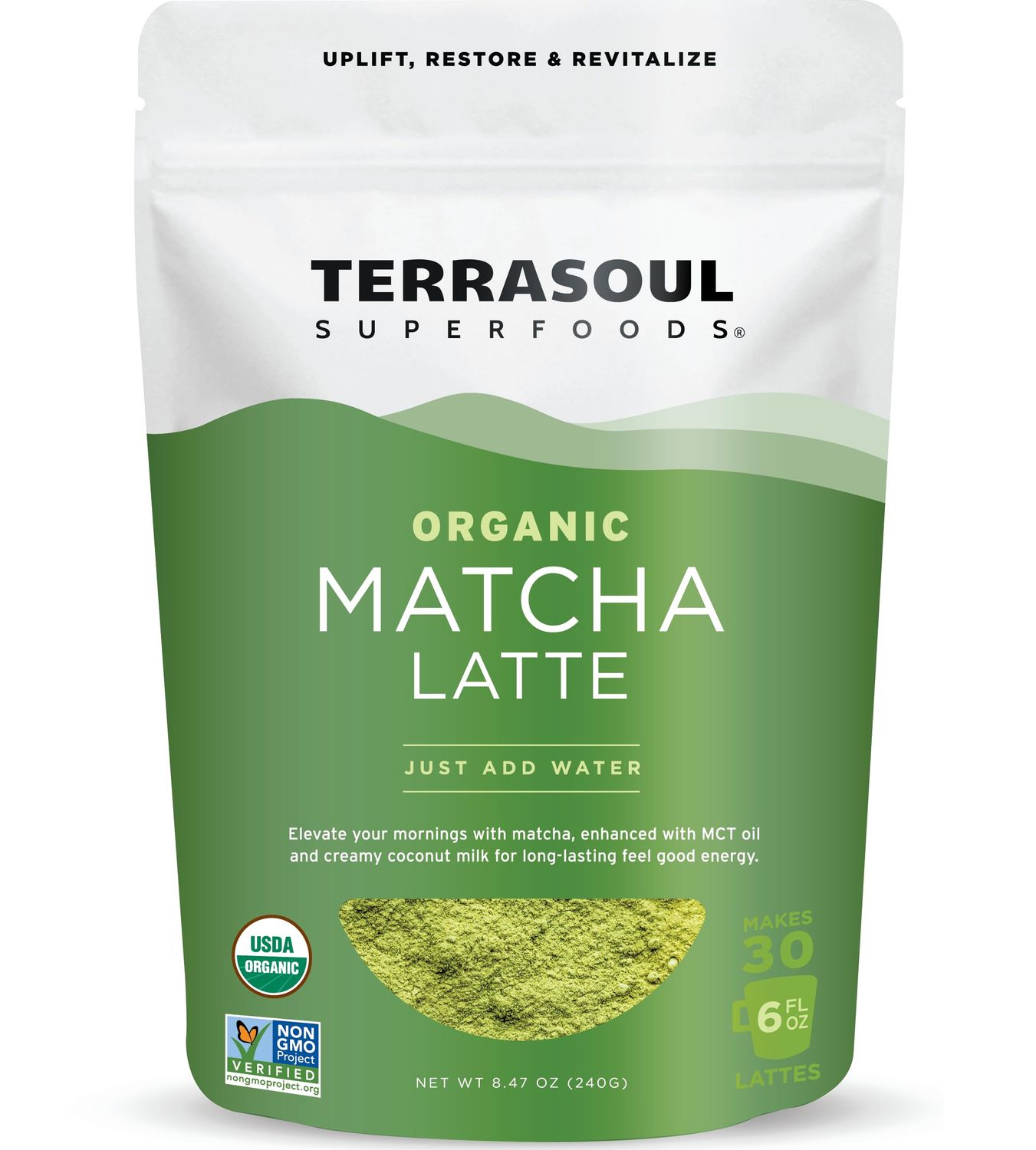 Terrasoul Superfoods Organic Matcha Latte - Premium Grade, Vegan Dairy-Free - 8.47oz