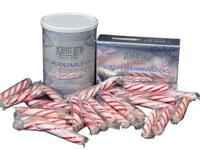 King Leo Soft Peppermint Sticks (2pk, 15.5 oz Canister and 11.5 0z Box)