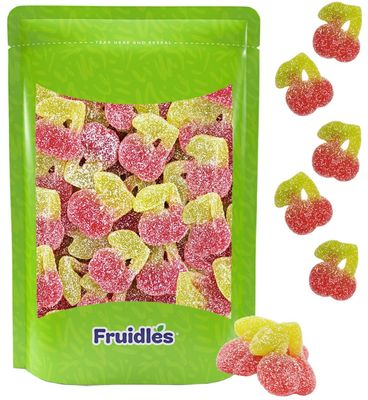 Sour Twin Cherries Gummies, Deliciously Tart Gummy Cherries Candies Coated In Sugar, Non-GMO (Half-Pound)