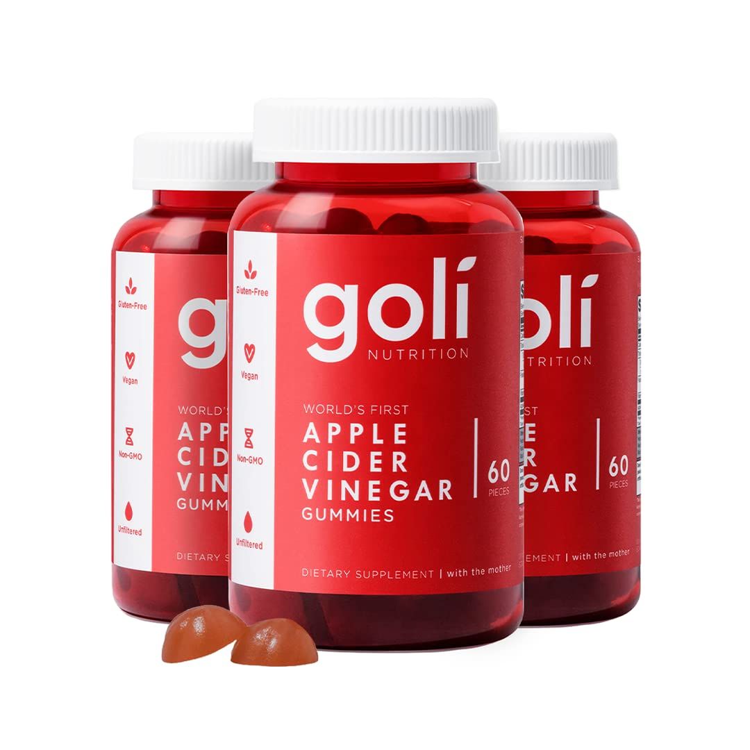 Goli Apple Cider Vinegar Gummy Vitamins - 180 Count - Vitamins B9 B12, Gelatin-Free, Gluten-Free, Vegan Non-GMO