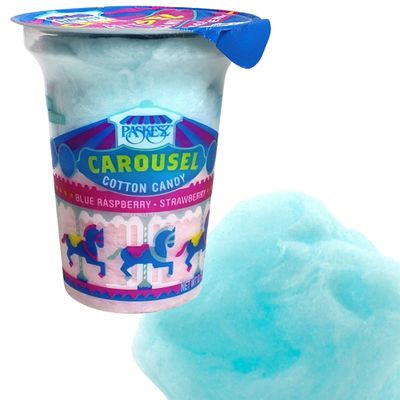 Snacktery Pink Blue Cotton Candy - Experience the Sweetness of the Fair with Strawberry Blue Raspberry Flavored Bulk Cotton Candy - Box of 24 Tubs