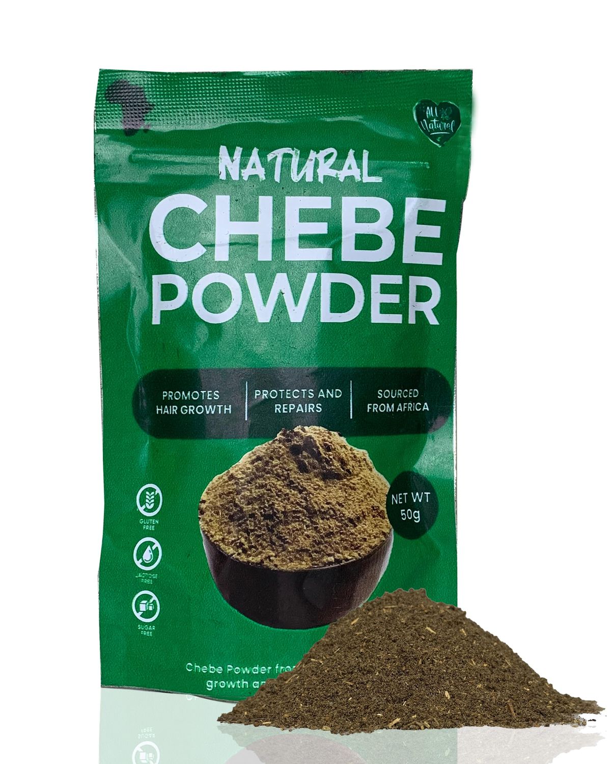 Natural Chebe Powder from Africa - Herbal Ingredients for Hair Growth - Strengthen, Moisturizes Protect Damaged Hair. 50g Traditional Powder by Excluniq World