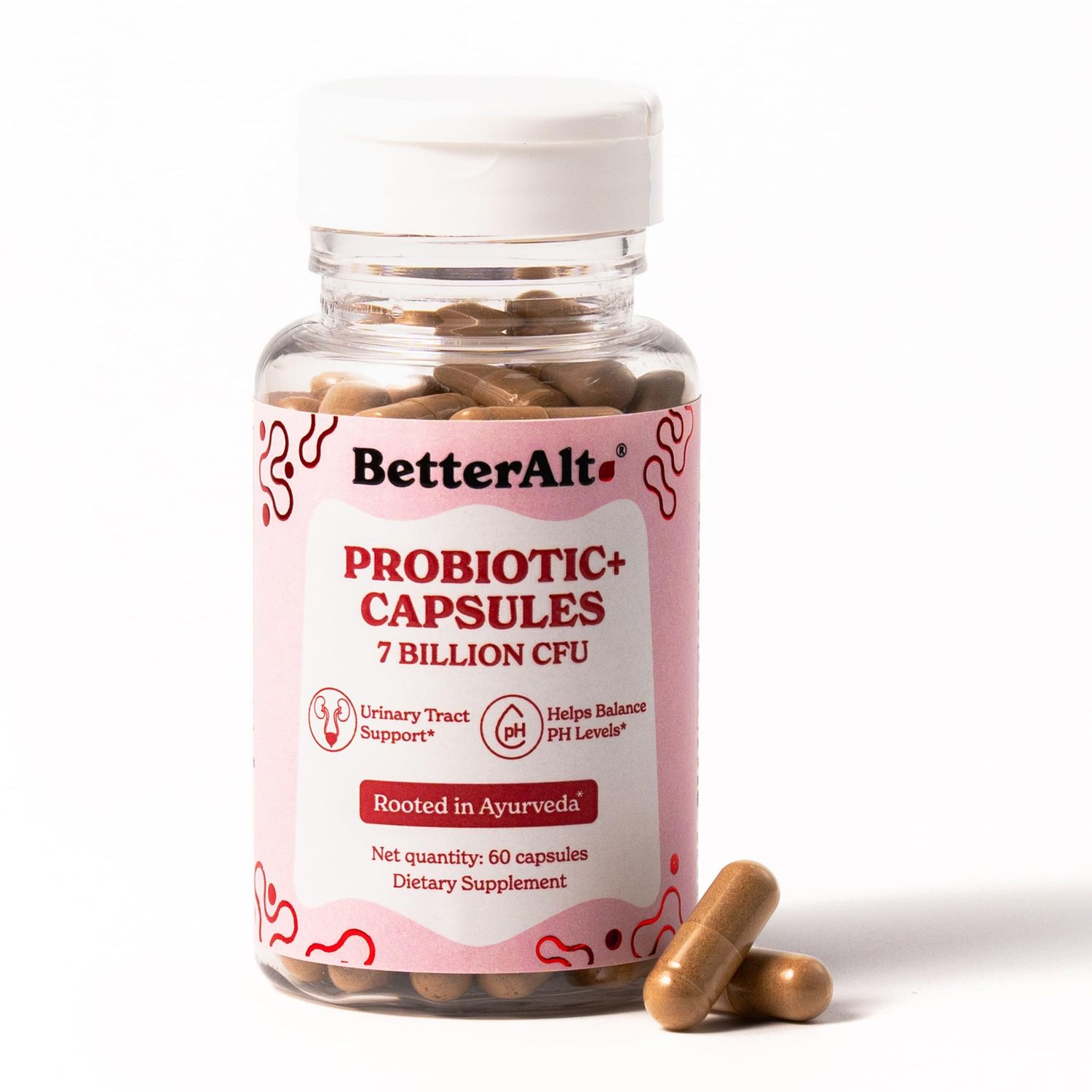 Better Alt PROBIOTIC Capsules (7 Billion CFUs) 7 Probiotic Strains Helps with pH Balance Supplement for Women 1-Month Pack