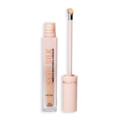 Revolution, Skin Silk Radiant Serum Under Eye Brightener, Hydrates Smooths Under Eye with Hyaluronic Acid Squalane, Vegan Cruelty-Free, Light Peach, 0.13 fl oz