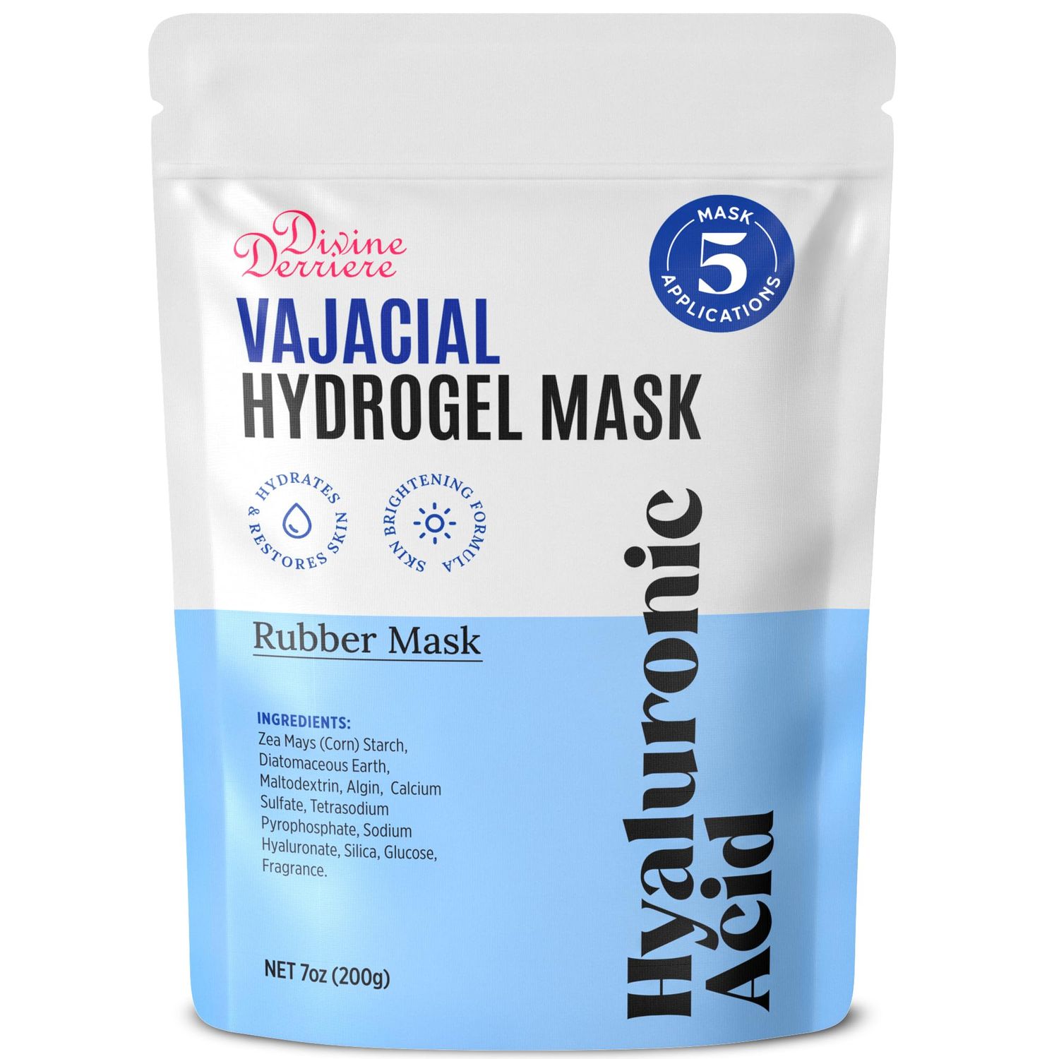 Divine Derriere Hydrogel Vajacial Mask - Premium Modeling Rubber Mask with Hyaluronic Acid, Deeply Purifying Super Hydrating Hydro-jelly Sheet Masks, Complete Peel-Off Jelly Mask Powder Kit