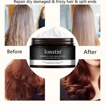 lonstin Hair Treatment Mask, Argan Oil Hair Mask Deep Conditioner Keratin Hair Mask Treatment for Dry Damaged Hair, Anti-Frizz Split Ends, Hydrating Hair Repair Mask for Men Women, 10.14 Fl Oz