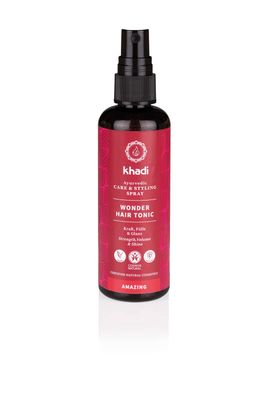 KHADI WONDER HAIR TONIC Ayurvedic Care Styling Spray, Ayurvedic hair tonic for strength, volume instant shine from root to tip, 100 herbal, natural vegan, certified natural cosmetics, 1.69 FL