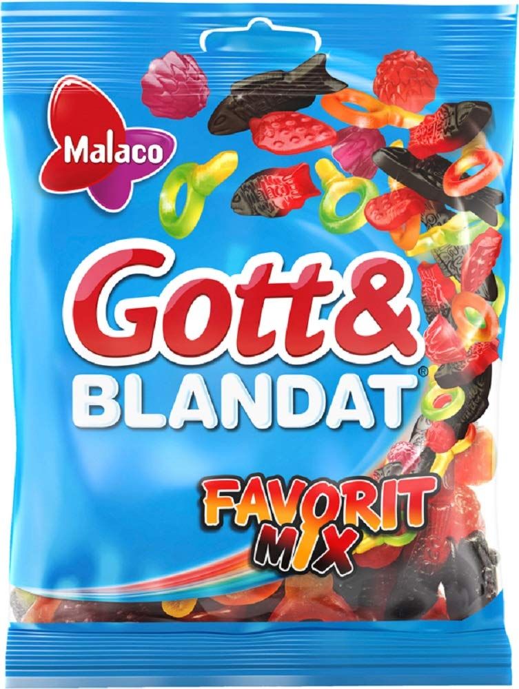 Malaco Gott Blandat Favorit Mix 140g - Mix of fruit gummy and liquorice,