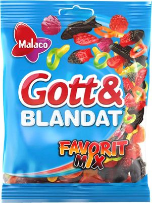 Malaco Gott Blandat Favorit Mix 140g - Mix of fruit gummy and liquorice,