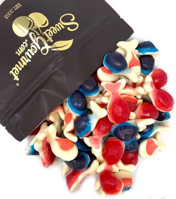 SweetGourmet Red Blue Whales Gummy Jelly-Filled Gummi Candy 2 Pound