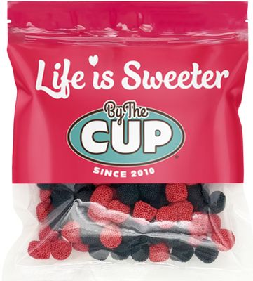 By The Cup Raspberries and Blackberries Soft Chewy Fruit Flavored Jells Covered in Candy Seeds, 12 oz Bulk Bag