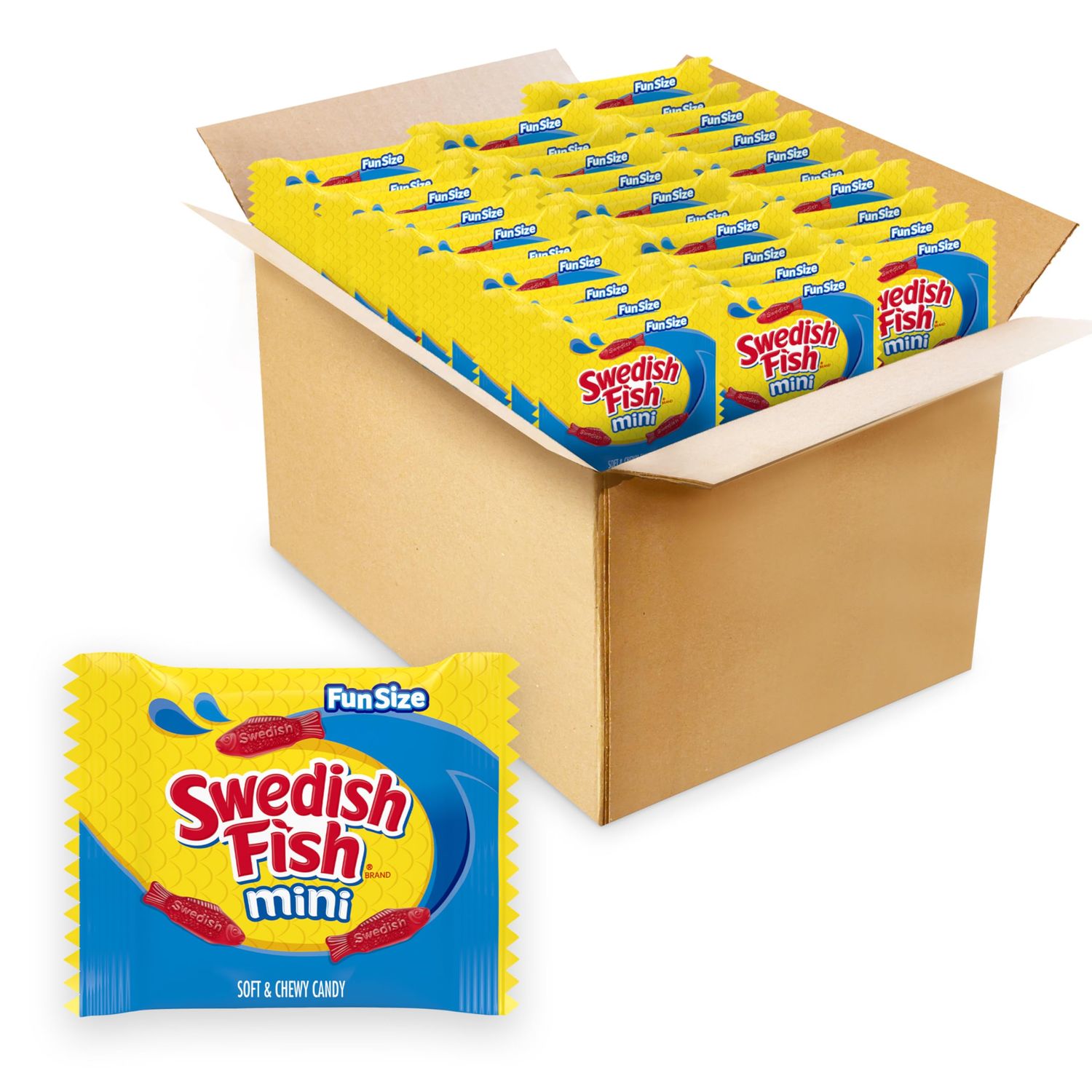 SWEDISH FISH Mini Soft Chewy Candy, Bulk Candy, 140 Snack Packs
