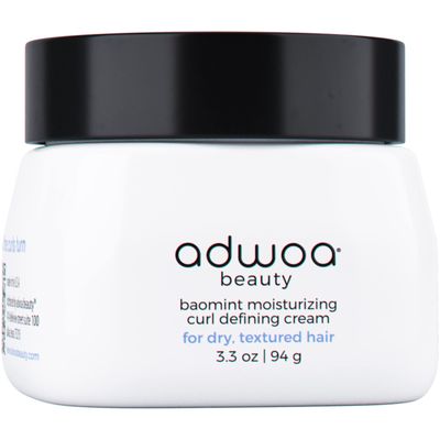 adwoa beauty Baomint Moisturizing Curl Defining Cream with Organic Honey, Beeswax, Baobab, Mint, and Rosemary Oils to create soft, defined, hydrated and smooth curls, for Coily and Curly Hair, 3.3 oz