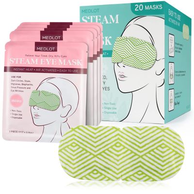 MEDLOT 20 Packs Steam Eye Masks, Heated Eye Mask for Dry Eyes, Disposable Moist Warm Eye Mask for Sleeping, SPA, Travel Essentials, Relaxing Gifts for Women Men