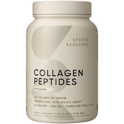 Sports Research Collagen Peptides - Hydrolyzed Type 1 3 Collagen Powder Protein Supplement for Healthy Skin, Nails, Joints - Easy Mixing Vital Nutrients Proteins, Collagen for Women Men