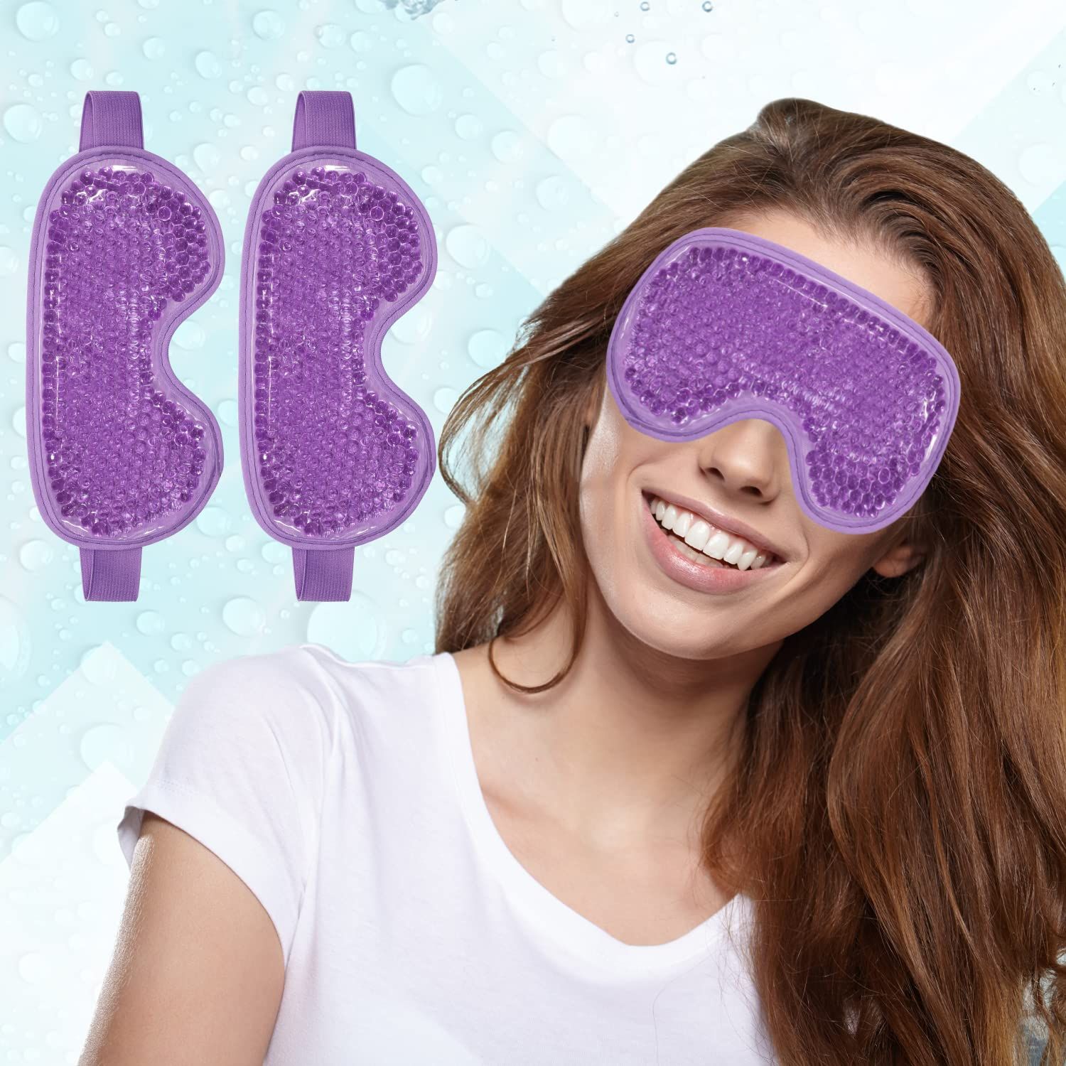 2 PCS Ice Eye Mask Reusable Hot Cold Therapy Gel Bead Eye Mask for PuffinessDark CirclesEye BagsDry EyesHeadachesMigrainesStress Relief,Cooling Eye Mask,Ice Pack for Eyes (Purple)