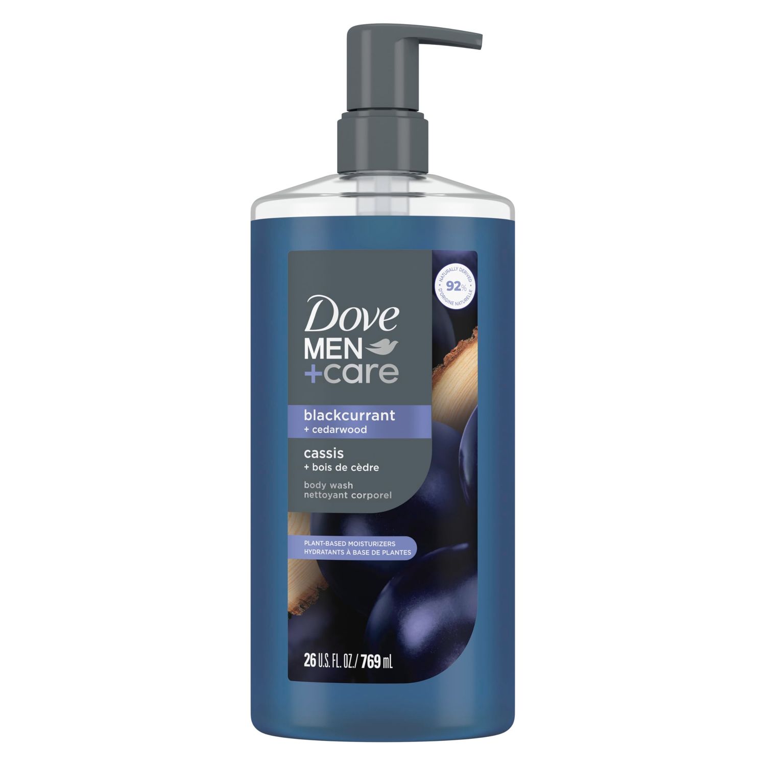 DOVE MEN CARE Body Wash Blackcurrant to Rebuild Skin in the Shower with Plant-Based Cleansers and Moisturizers 26 Fl Oz