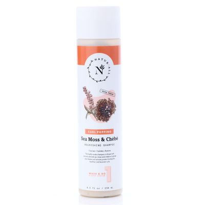 NaturAll Sea Moss Chebe Wash Go Hair Growth Shampoo for Men Women - Paraben-Free, Sulfate-Free Anti Frizz, Anti Thinning, Volumizing Clarifying Shampoo for All Hair Types 8.5 Oz