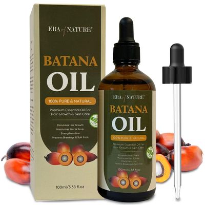 era of nature Batana Oil - 100 Pure, Raw Unrefined Oil from Honduras, Nourishes Hair Scalp. For Hair Growth. Made in Honduras. 3.38 Oz