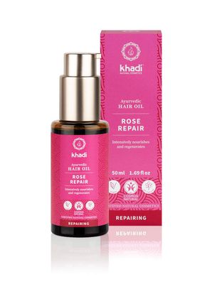 KHADI ROSE REPAIR hair oil, 100 natural, herbal vegan, intensive treatment regeneration for structurally damaged hair split ends, silicone-free, Ayurvedic care, organic natural beauty 1.69oz