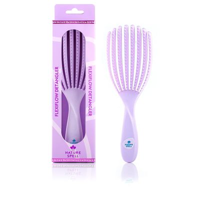 Nature Spell FlexiFlow Detangling Hair Brush Detangles All Hair Types For Wet Dry Hair Flexible Strands for Pain Free Brushing Cleaning Eliminates Knots Reduces Breakage (Purple)