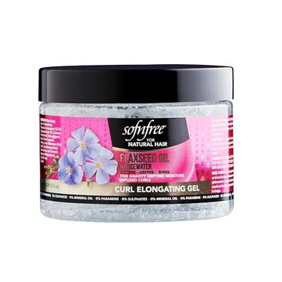 Sofn&#39;Free Curl Elongating Gel with Flaxseed Oil Rosewater - Curl Elongator for Natural Coils and Waves - Moisturizing Hair and Scalp Treatment, 11 Fl Oz (Pack of 1)