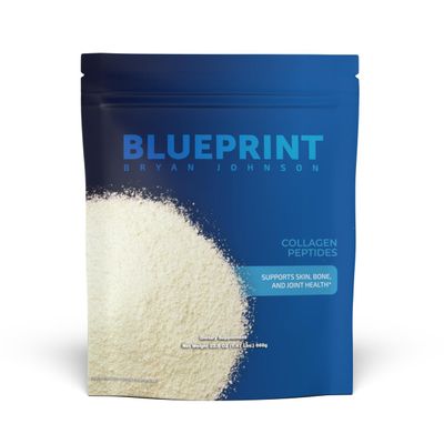 Blueprint Bryan Johnson Collagen Peptide Powder - 20G Collagen Peptides - Types I, II, III - No Added Sugar, Joint Skin Support - Pasture Raised - Versatile Powder for Daily Use (30 Servings)