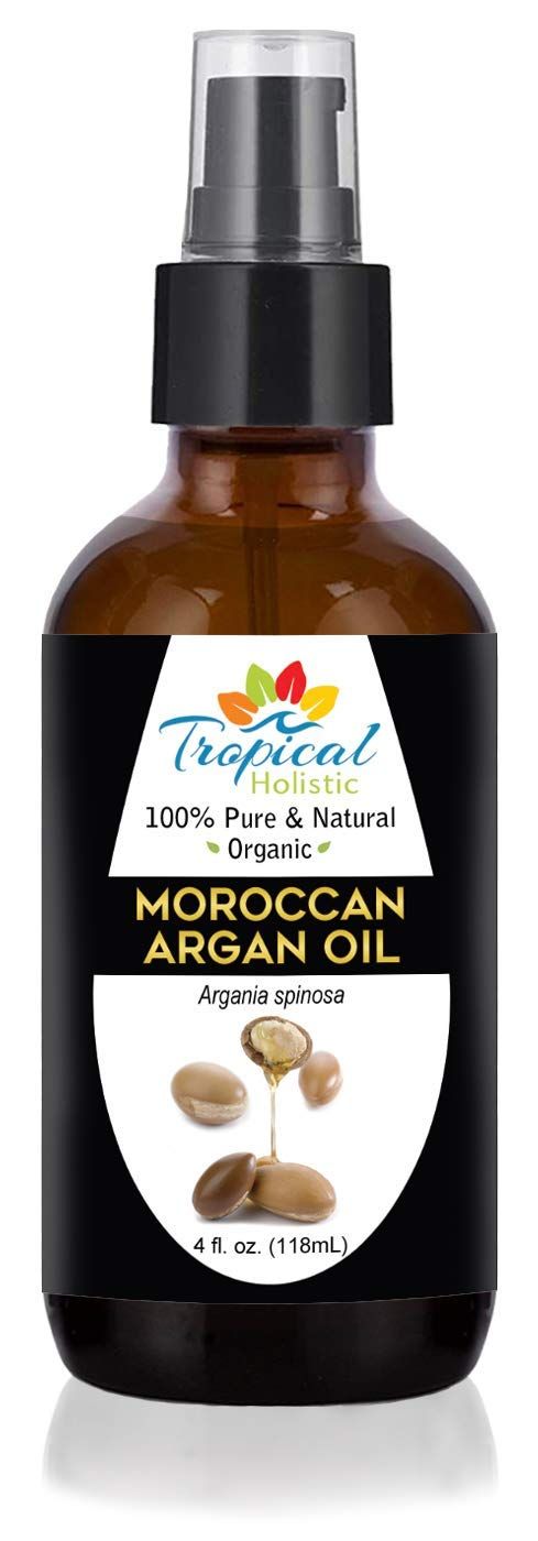 Tropical Holistic Pure Moroccan Argan Oil 4 oz, 100 Natural Organic, Cold Pressed Argan Oil for Skin and Hair to Restore Shine, Control Frizz, Hydrates Skin, Nourishes Brittle Nails
